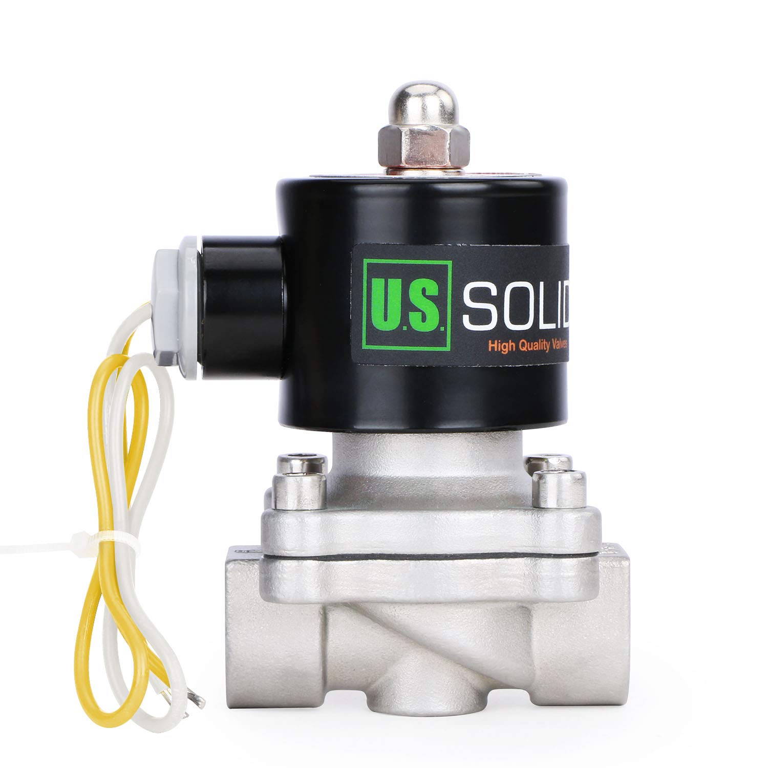 U.S. Solid Elettrovalvola in acciaio inox 3/4" G – 220V AC, normalmente chiusa, azionamento diretto, per acqua, aria, gas