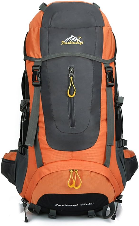 Hiking Backpack ONEPACK 70L(65+5) Waterproof Backpacking Outdoor Sport Daypack with Rain Cover for Climbing Mountaineering Camping Fishing Travel Cycling Skiing ( Orange)