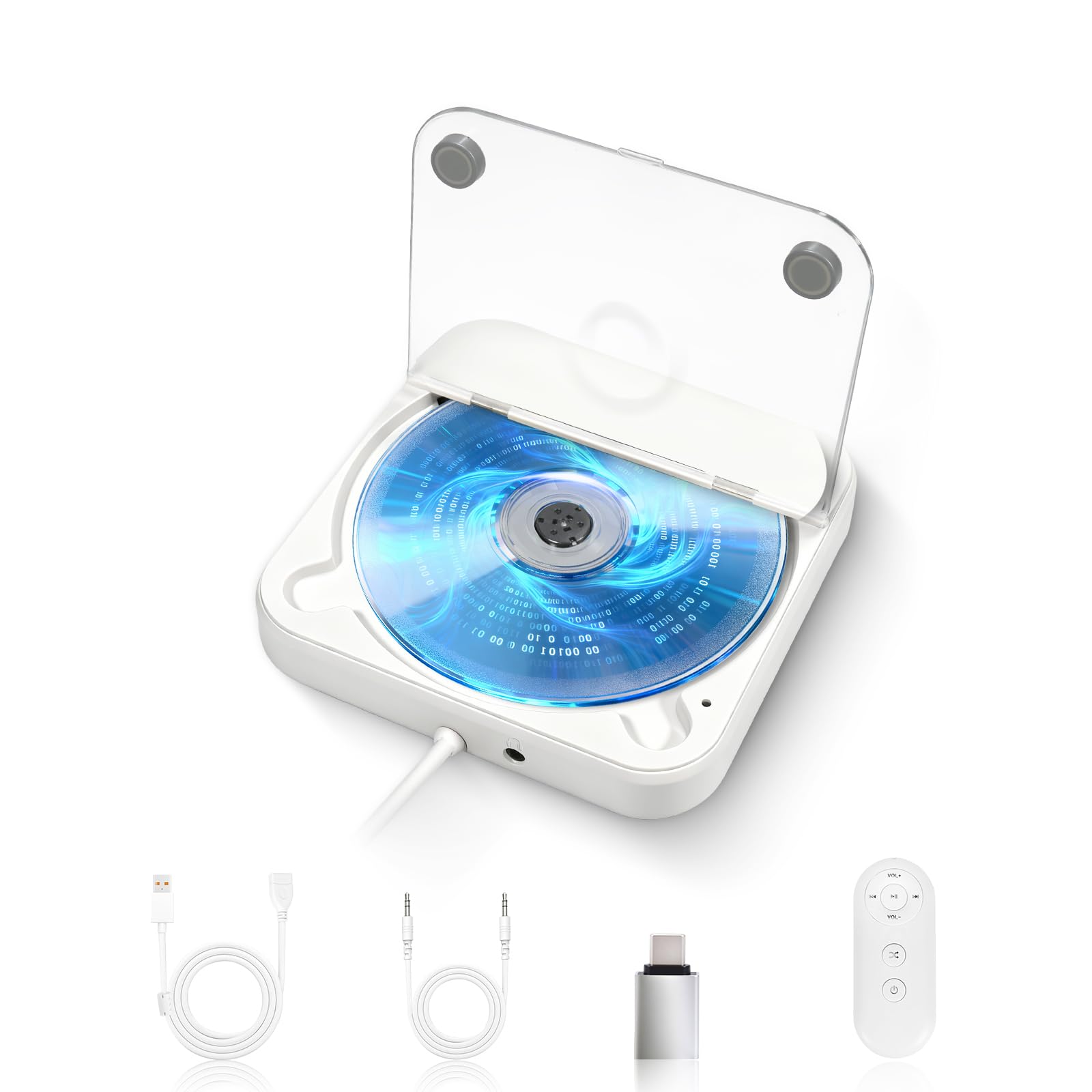 Lecteur CD pour Voiture avec Protection Antichoc en Silicone – Lecteur CD Portable Externe avec USB Rallonge CD Player Voiture pour PC TV Haut-parleurs Externes