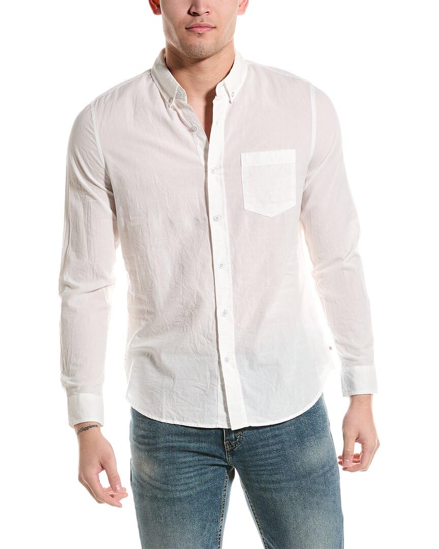 AG Adriano Goldschmied Men's Grady Ls/s Shirt In Crinkled True White