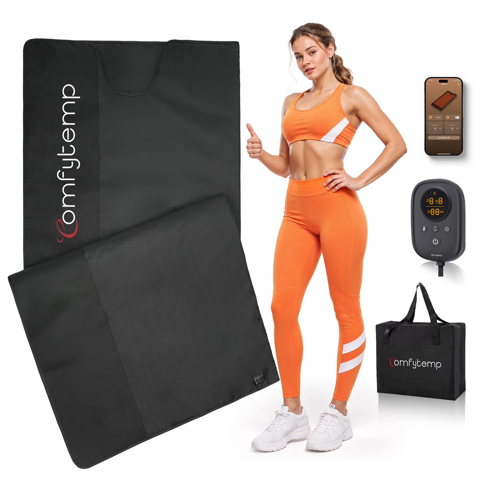 Comfytemp Extra Large 35"X78" Sauna Blanket, Dual Zone Temperature Control
