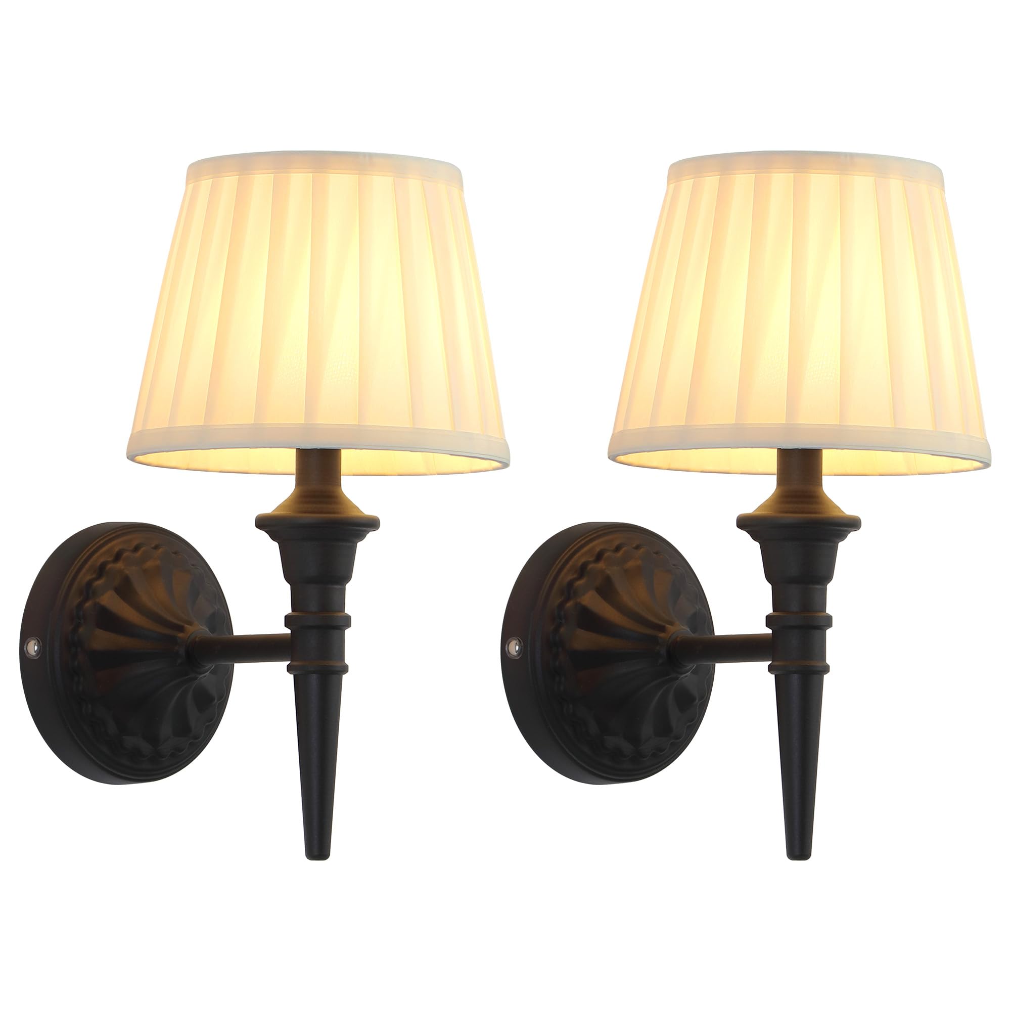 VISDANFO Akku Wandlampe Innen 2 Stück,5200mAh Aufladbar LED Wandleuchte mit Stoffschirm,Dimmbar Wandleuchten für Wandmalerei,Wohnzimmer,Schlafzimmer,Flur,Geschenke,Küche (Schwarz)