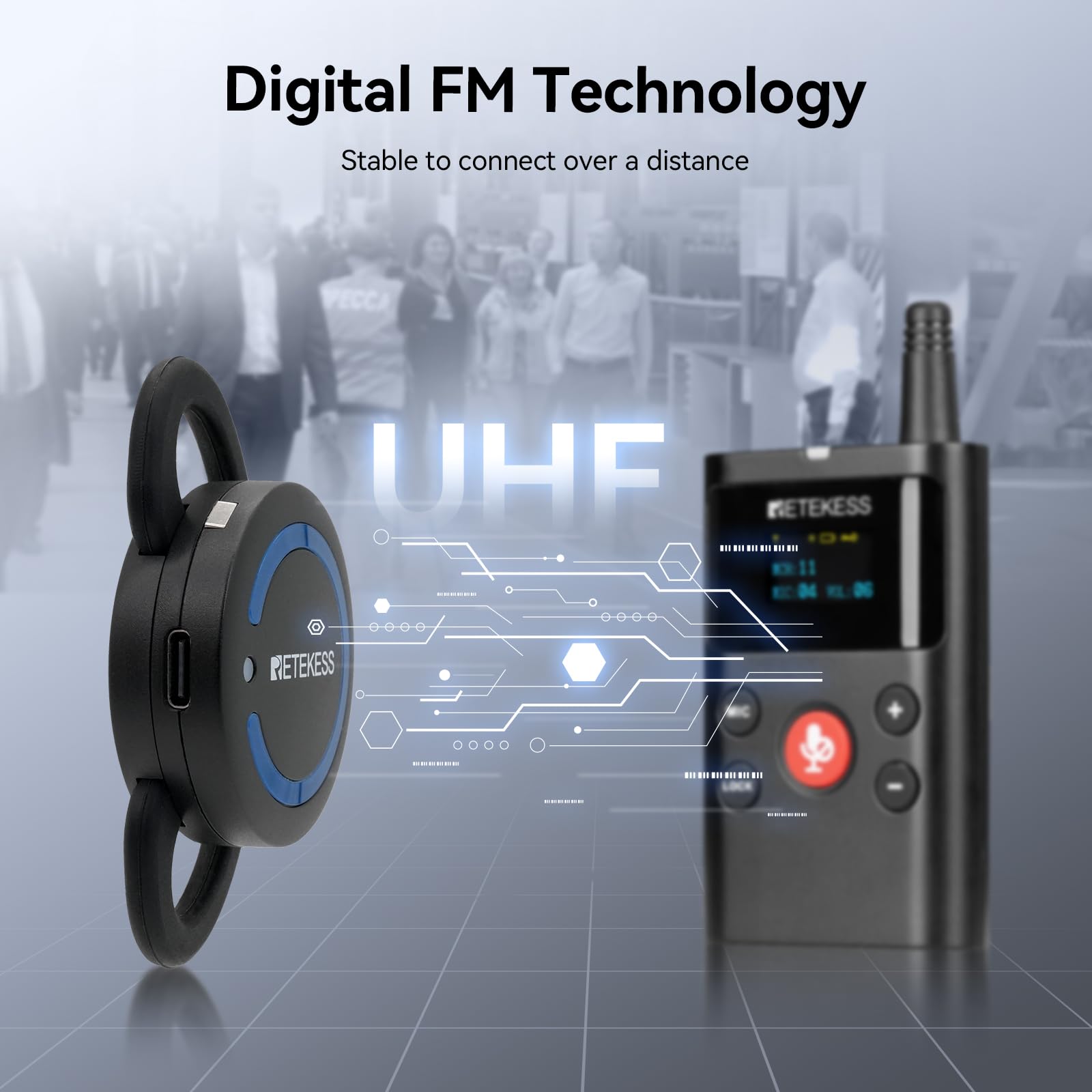 Retekess TT126R Tourguide-System, Mini-Ohrbügelempfänger, Audio-Interpretationssystem für Werksführungen, Konferenzen (5 Empfänger)