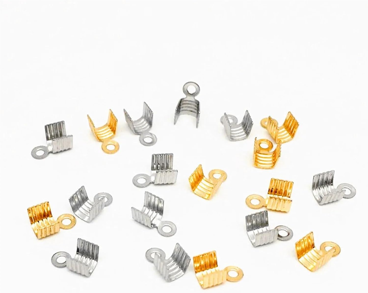 Cord Ends for Jewelry Making 200Pcs 304 Stainless Steel Cord End Crimp Caps Metal Charms 7x4.5mm(Gold)