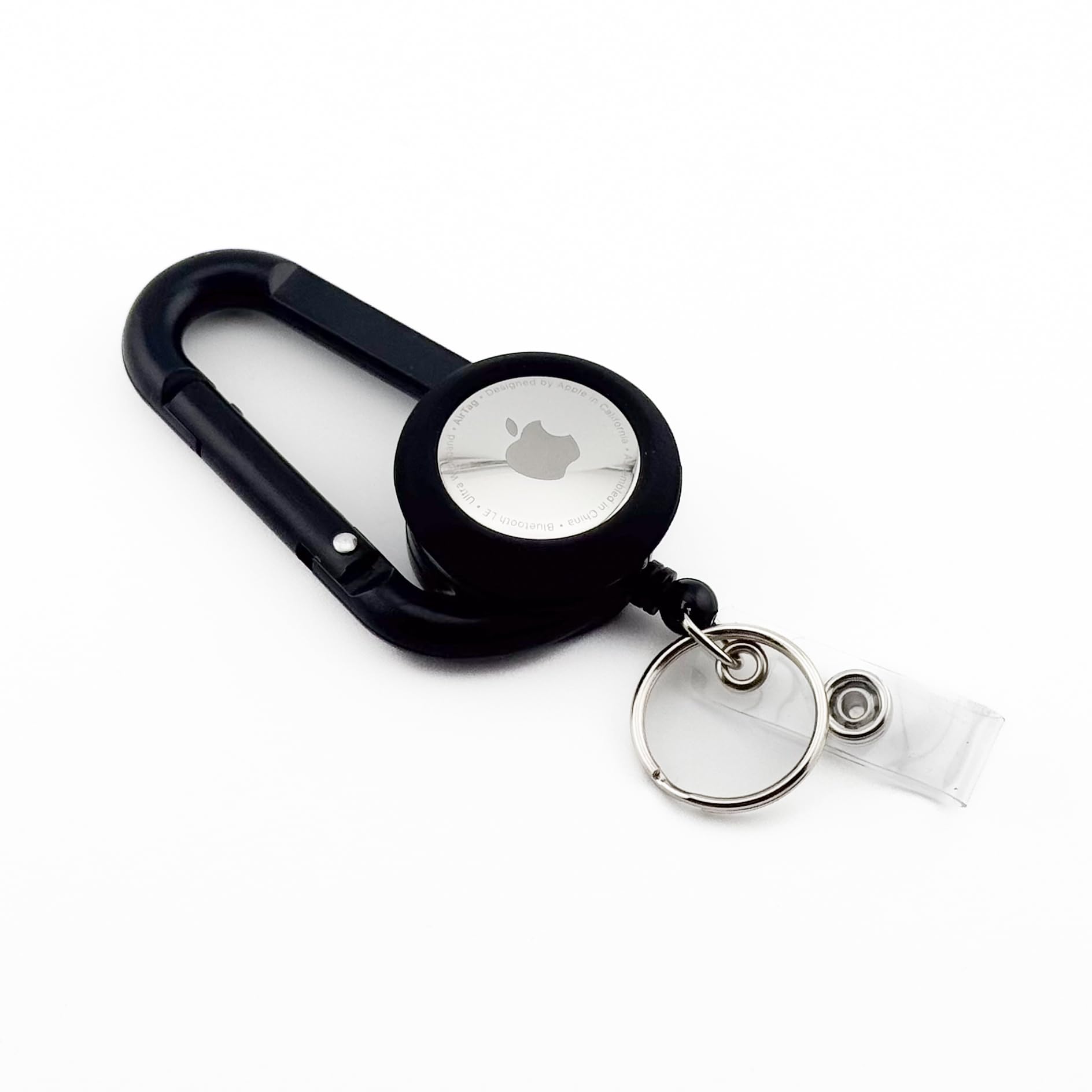 Carabiner ID Badge Reel with Apple Airtag Holder – Apple Tracker Compatible ID Badge Tracker for Safety – Secure Design with Lightweight – Stylish Clip on ID Badge Keychain Clothing Accessory