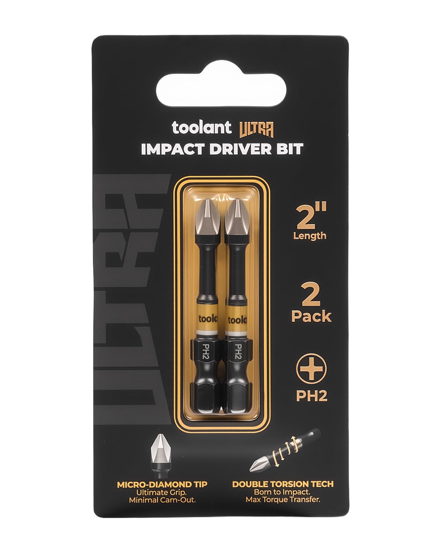 toolant PH2 Phillips Impact Bit Set, 2 Inch, 2-Piece, Magnetic