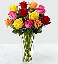 New Year Special Fresh Flowers Glass Vase Arrangements (Glass Vase of 12)
