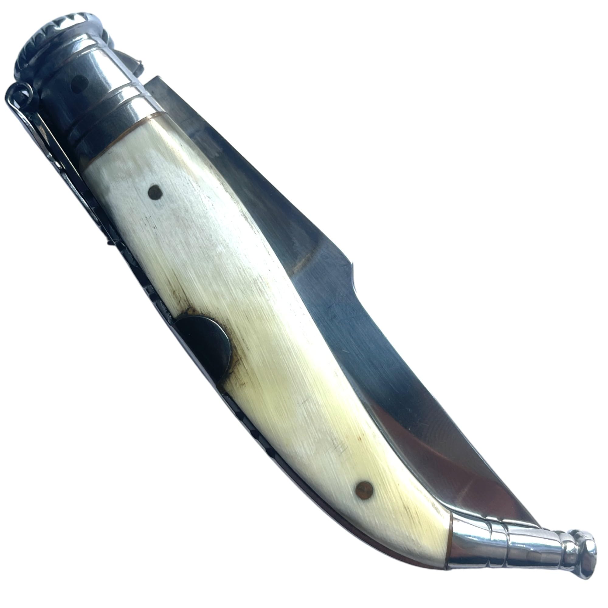 Coltello classico di lusso in corno di toro - 21,50 cm - lama in acciaio 3Cr13Mov da 9,30 cm - manico in legno a 12,20 cm - peso 80,00 g - Portabilità e utilizzo quotidiano