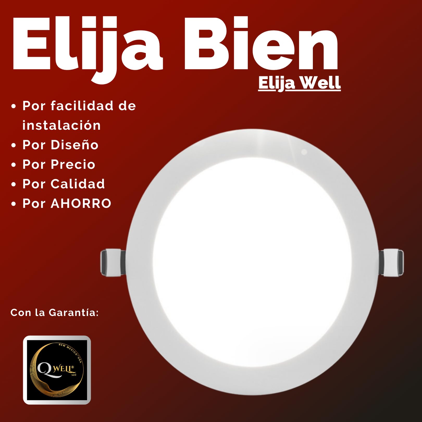 QWell® - 5 X Panel Downlight LED Redondo 20W | 20 cm. | 2200 LM 6000K | Extraplano Empotrar en Techo | Eficiencia Energética Clase B | Vida útil 50,000 Hrs | Driver Incluido