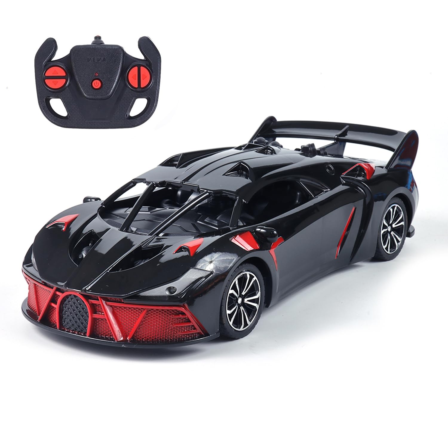 Amazon Brand - Jam & Honey Remote Control Car for Kids | High-Speed RC Car with Rechargeable Lithium Battery | Type-C Charging | LED Headlights | Black&Red-image-34