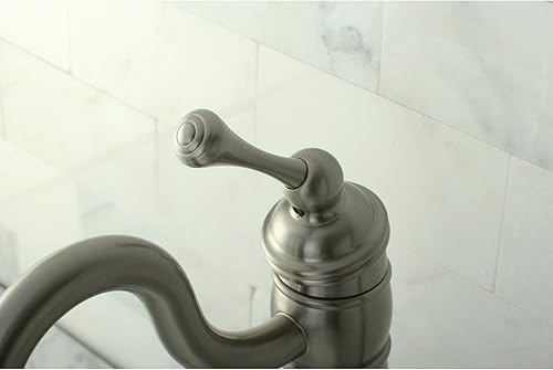 Miniatura 7 de Kingston Brass KB1428BL Heritage - Grifo para fregadero con placa de cubierta opcional, níquel cepillado