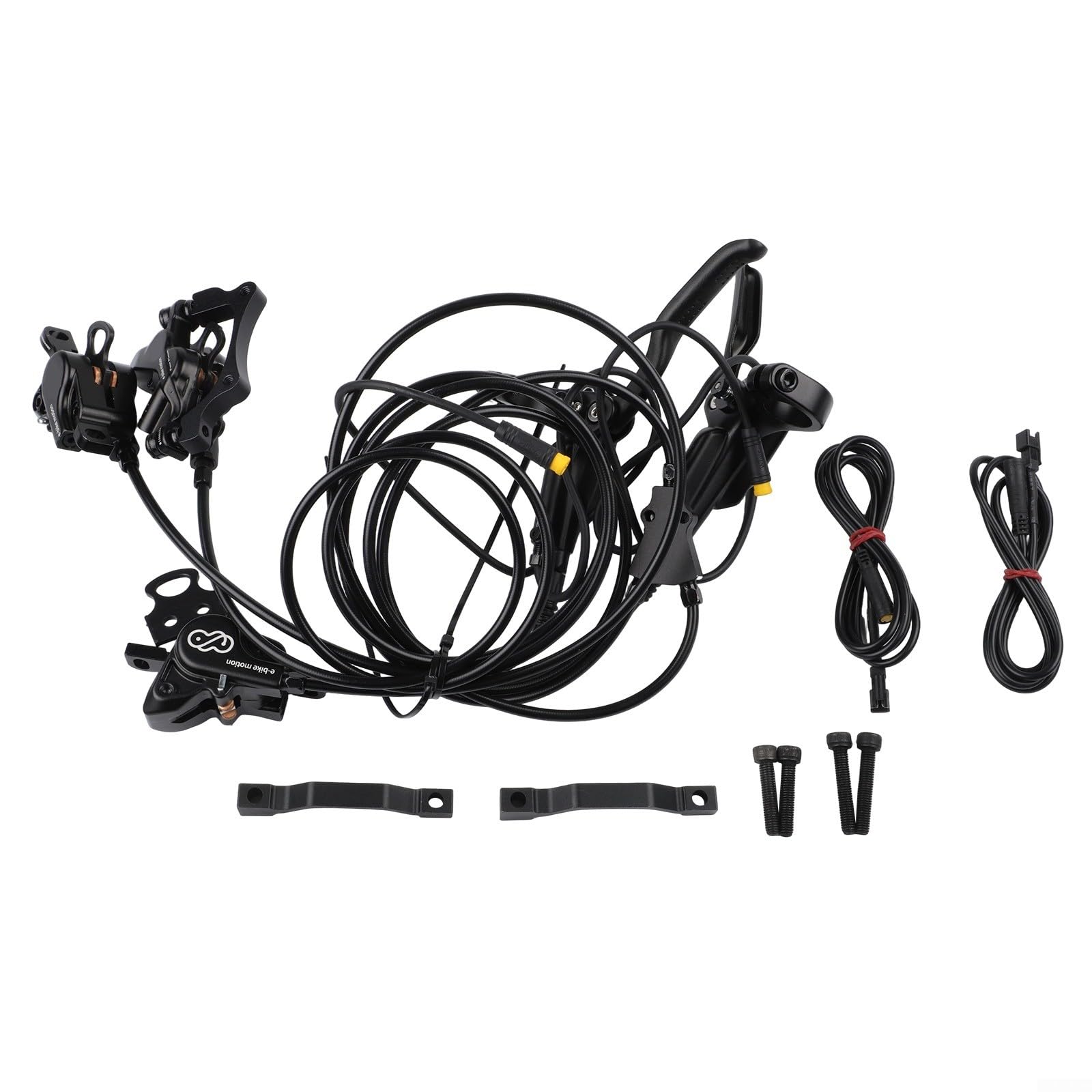 Juego de frenos de disco hidráulicos delanteros duales con botón de aparcamiento, juego de frenos de bicicleta de aluminio para bicicleta eléctrica MTB, incluye adaptadores de 180 mm y cable de