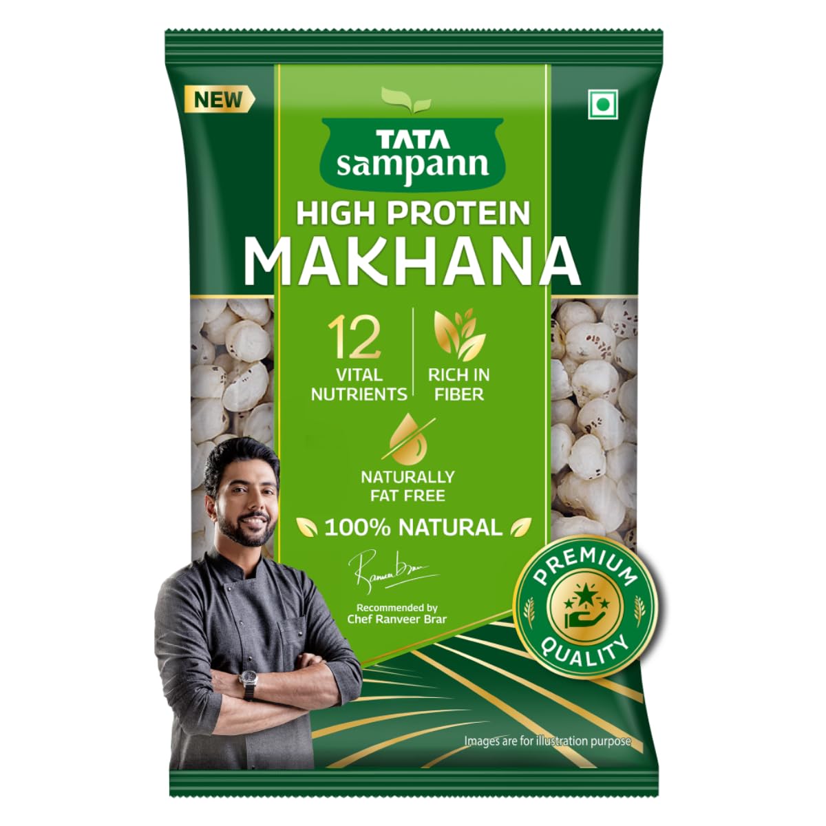 Tata Sampann High Protein Makhana (Foxnut) 200 g, Phool Makhana for Prasadam, Healthy Snacking, Fasting