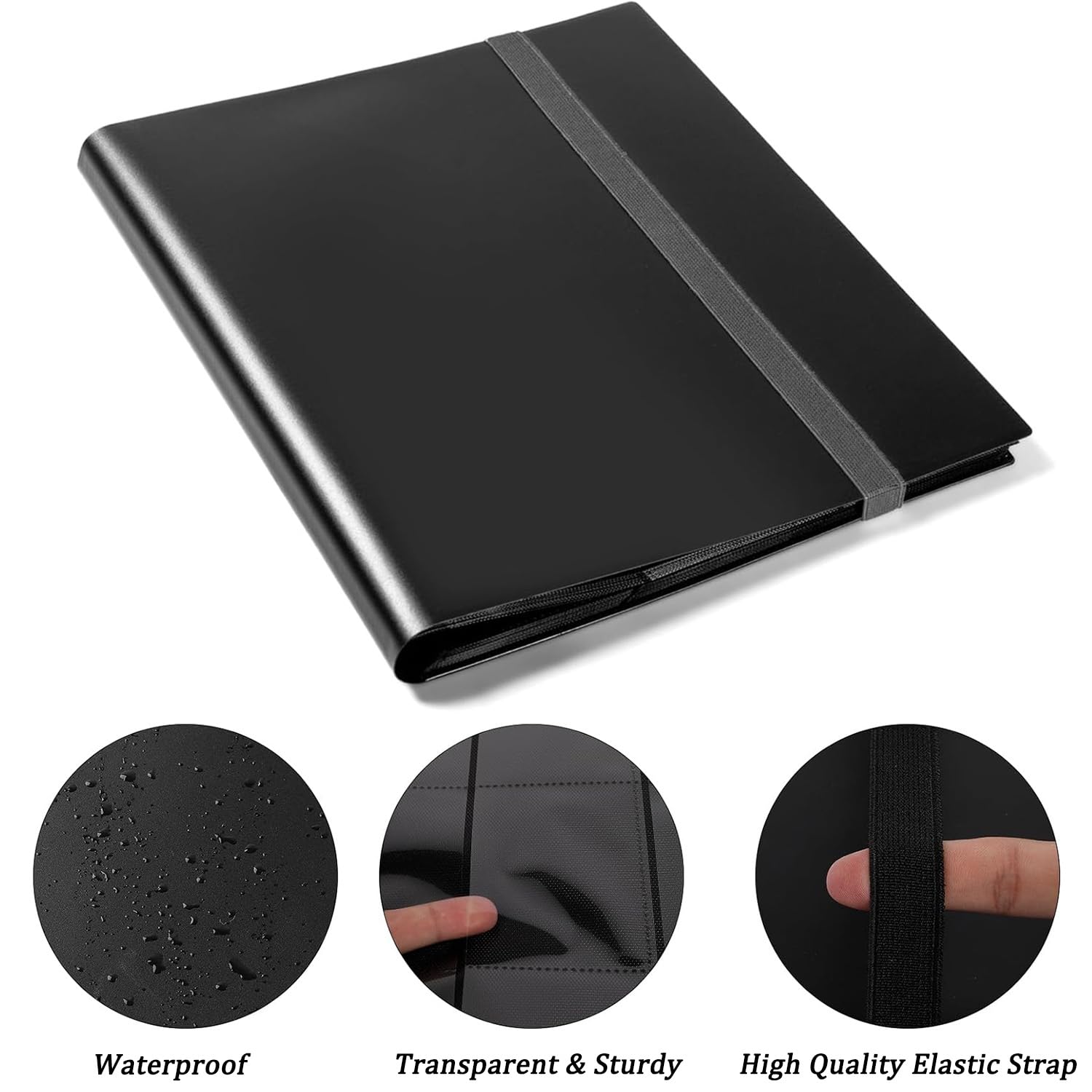 9-Pocket Trading Card Binder 360 Pockets Collectible Trading Card Album PU Leather Card Binder Card Folder with Elastic Strap for Collectible Basketball Sports Cards and Trading Card Games (White) - Image 3