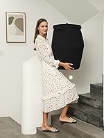 Vista 2 de Cesta alta de cuerda de algodón hecha a mano de 26"x20" con tapa, elegante forma de frasco con cubierta, cesto para ropa con tapa, para dormitorio