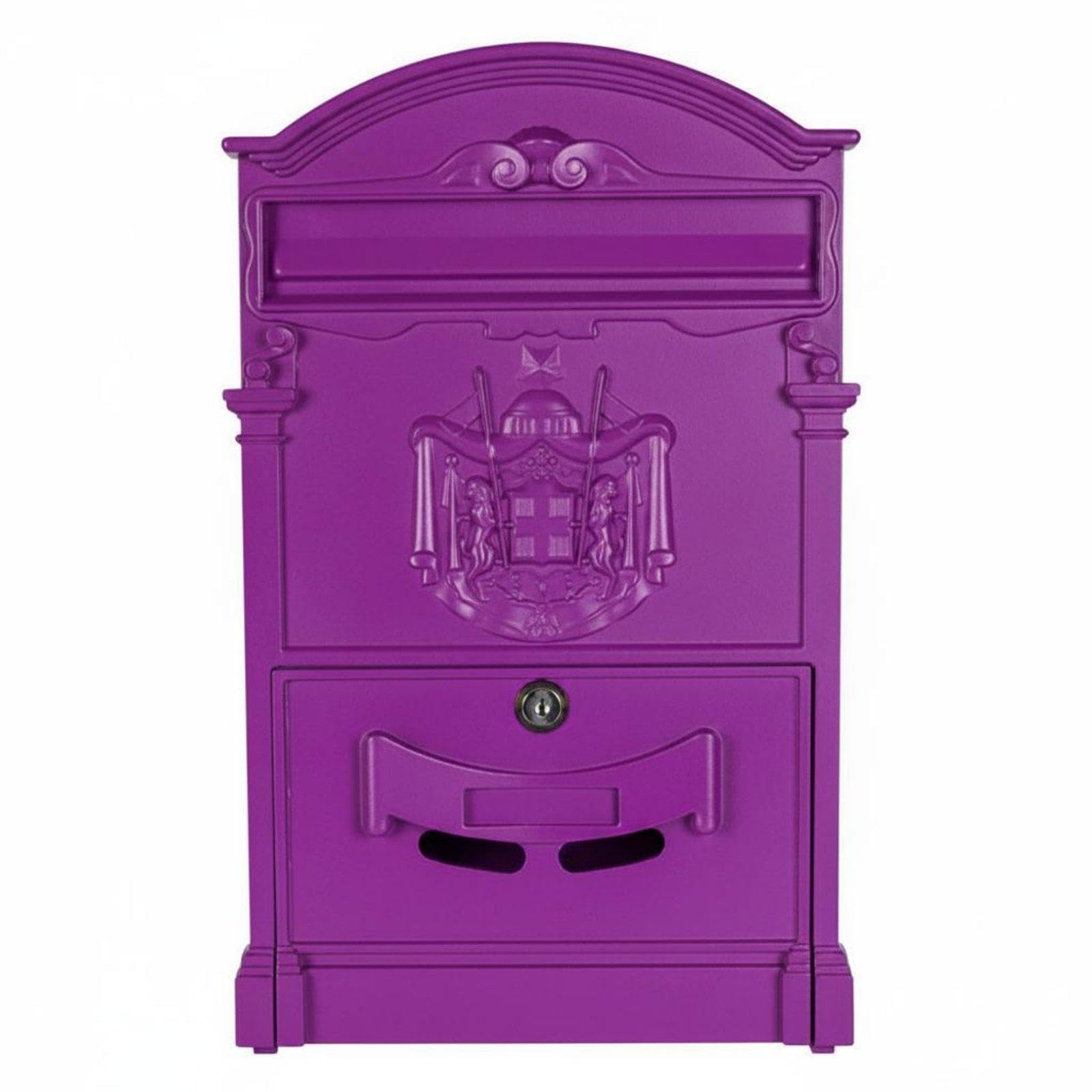 Vintage Wall Mailbox Lockable Locked Mailbox Waterproof Letter Box for Front Porch, Garden Macaron Pink-image-4