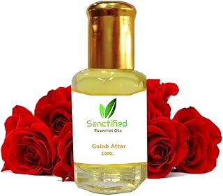 SANCTIFIED Gulab attar Roll-on For Unisex (10 ML)- Pure Natural Premium Quality Perfume (Non-Alcoholic)