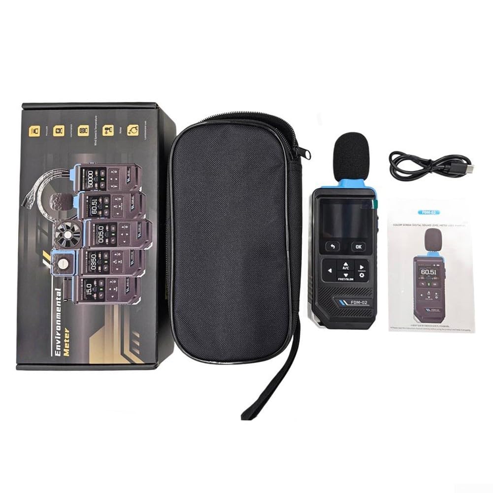 Medidor de nivel de ruido de mano 30-130dB precisión ±1.5dB - Probador de sonido digital con registro de alarma para obras de construcción
