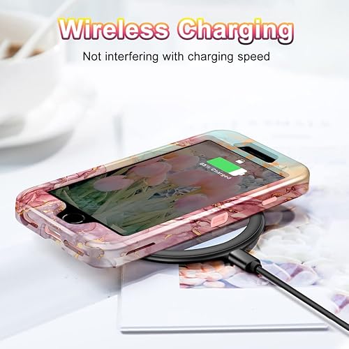 Miniatura 5 de CASEFIV Funda para iPhone 8 Plus, iPhone 7 Plus, iPhone 6 Plus, iPhone 6s Plus, funda para iPhone 6s Plus, mármol resistente a prueba de golpes,