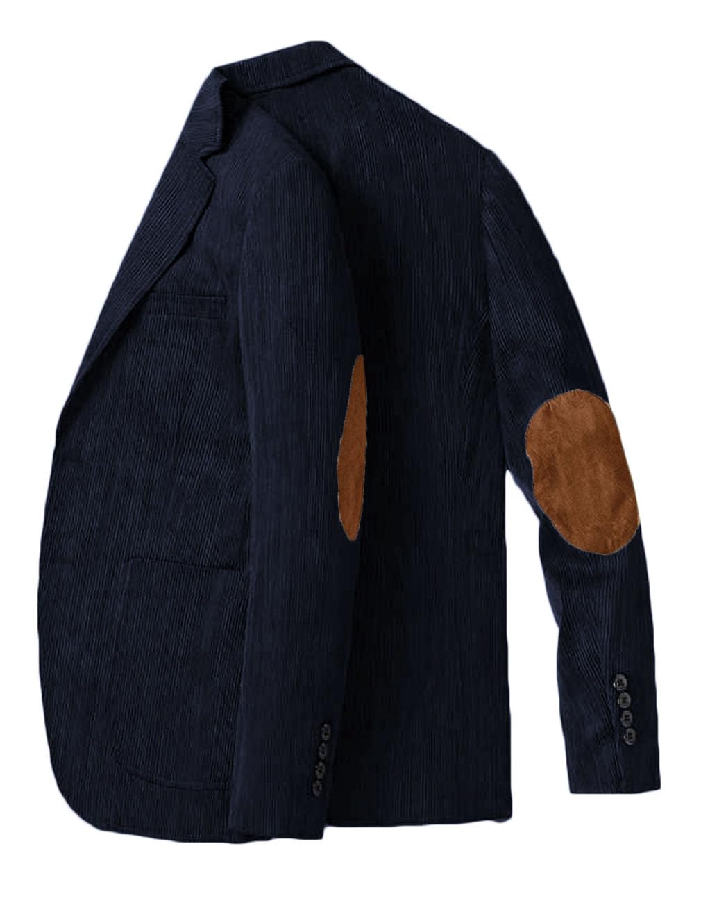 Giacca blazer in velluto a coste con toppa sul gomito, slim fit, da uomo, vintage, monopetto, per balli di fine anno e matrimoni