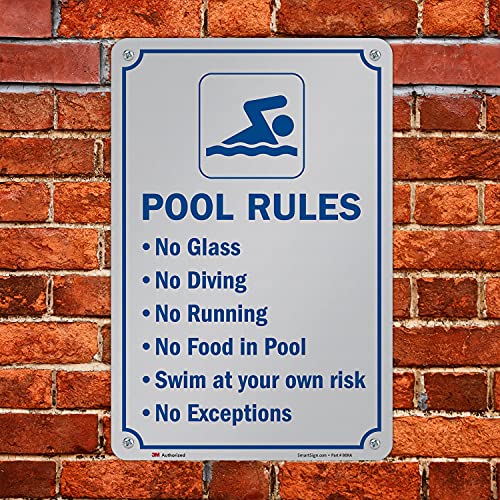 Cartel de reglas para piscina 18x12 pulgadas aluminio miniatura 4