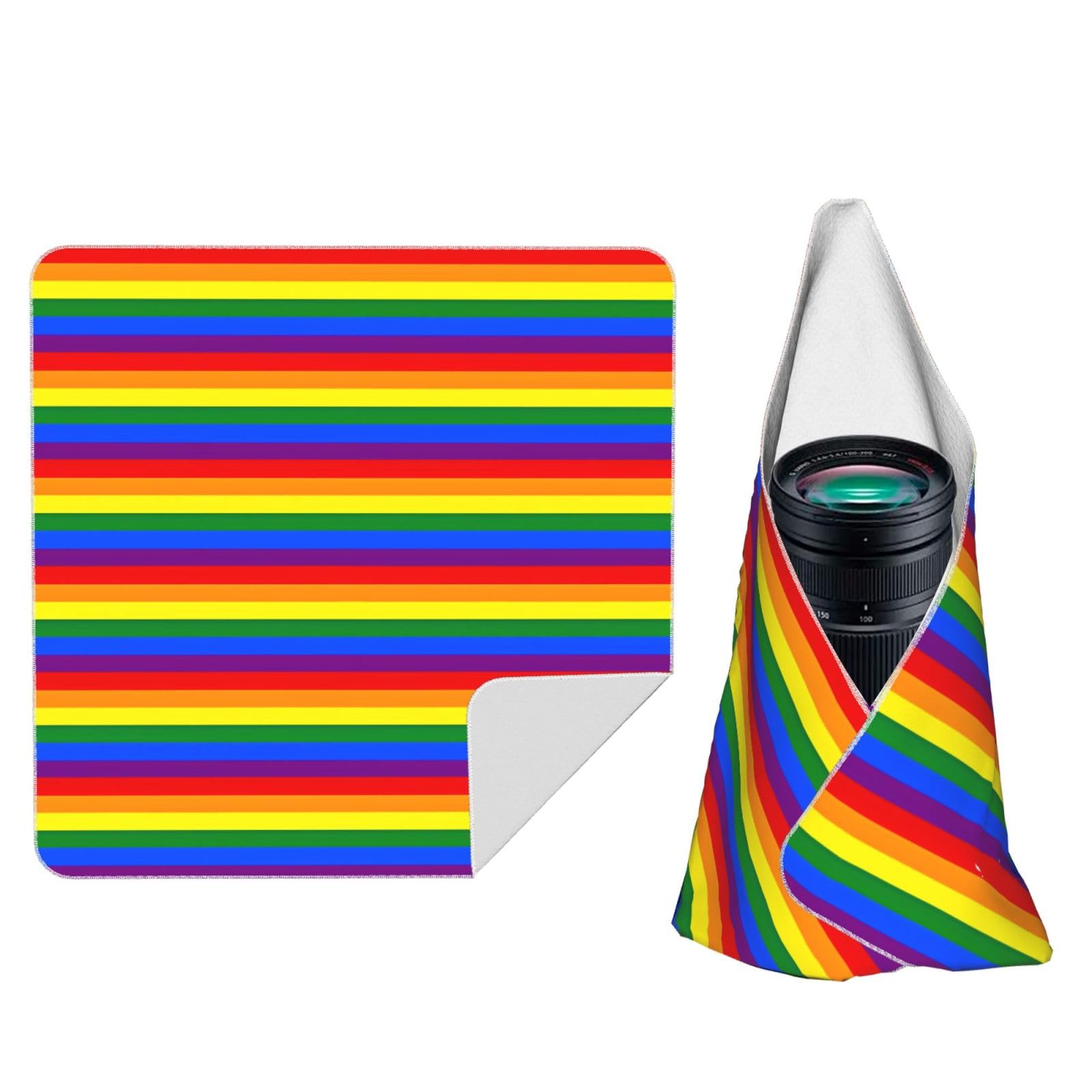 Zhaoyugoods Black Rainbow Pattern Camera Wrap Cloth