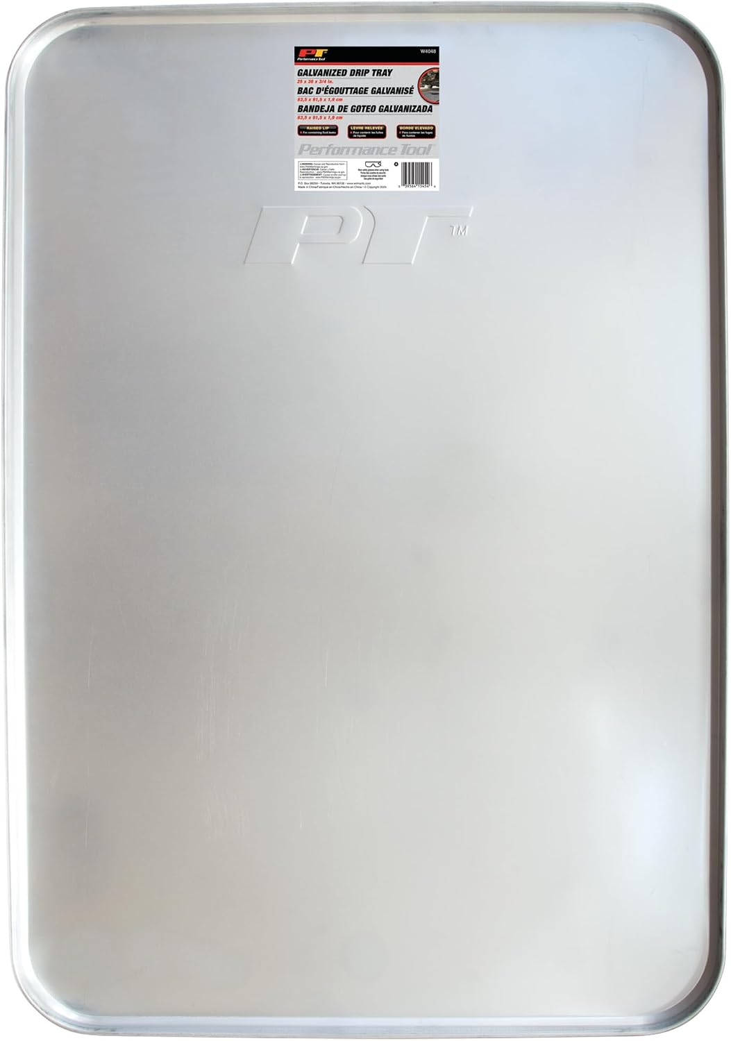 Performance Tool W4048 25 x 36-Inch Galvanized Drip Pan: Heavy Gauge Steel, Fluid Leak Catcher, Easy to Clean, Protect Your Vehicle and Work Surface