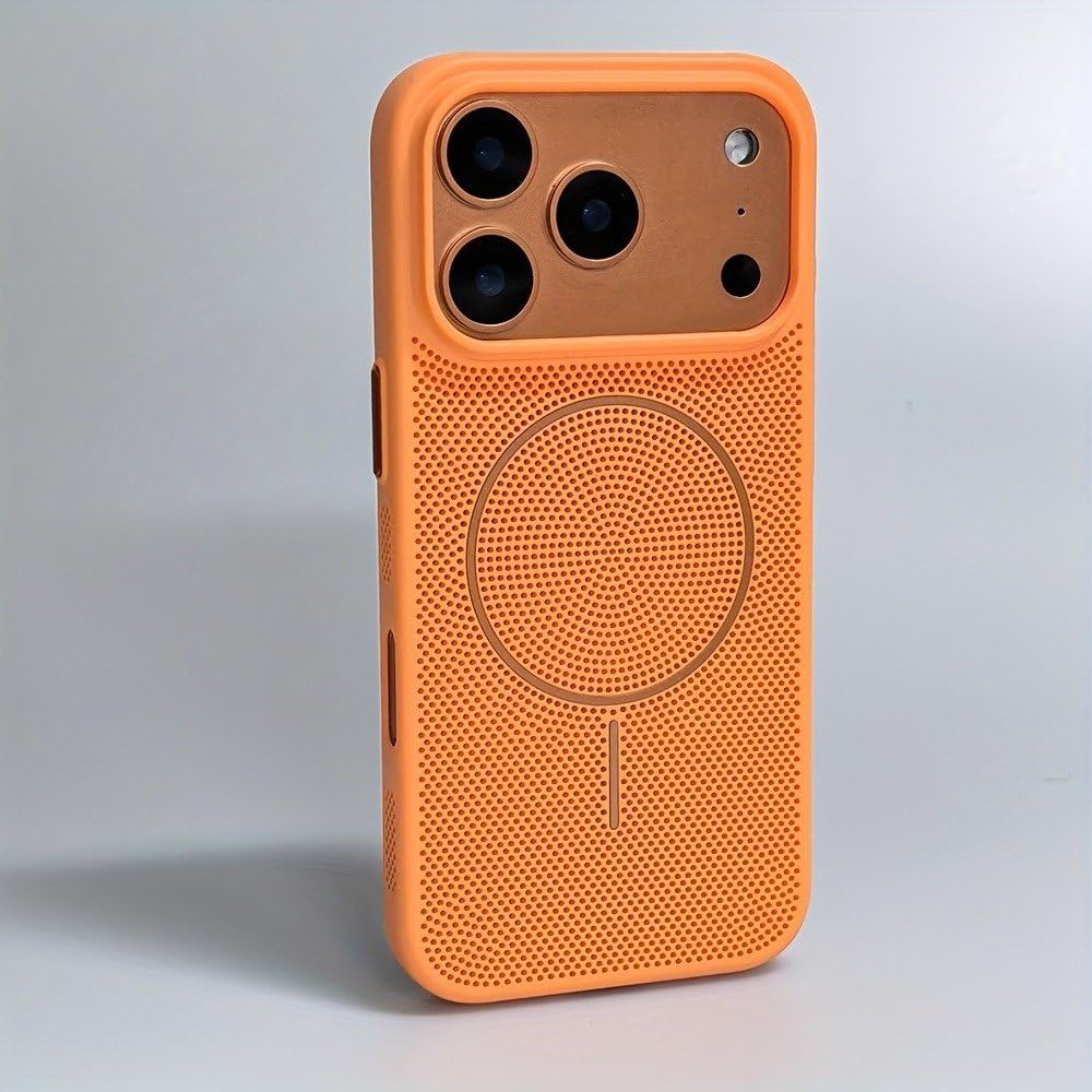 Chłodząca, oddychająca magnetyczna obudowa na telefon do iPhone'a 17 16 15 14 13 12 Pro Max 16 Plus 13 Pro 17 Air z rozpraszaniem ciepła, pomarańczowa, do iPhone'a 15 Pro