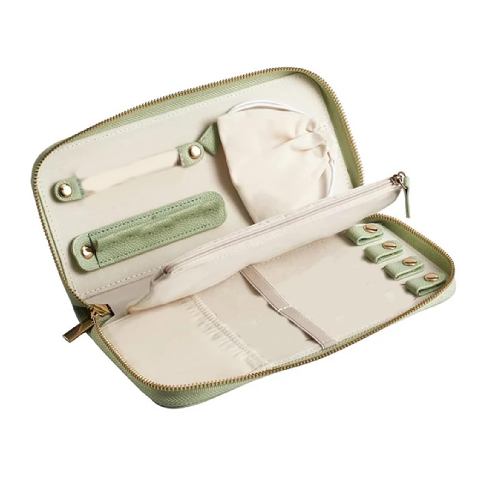 WEOKDFHA Jewelry Storage Bag Fashionable Simple Jewelry Bag Travel Portable Earrings Rings Necklaces Storage Anti Entanglement Organizer(Green)
