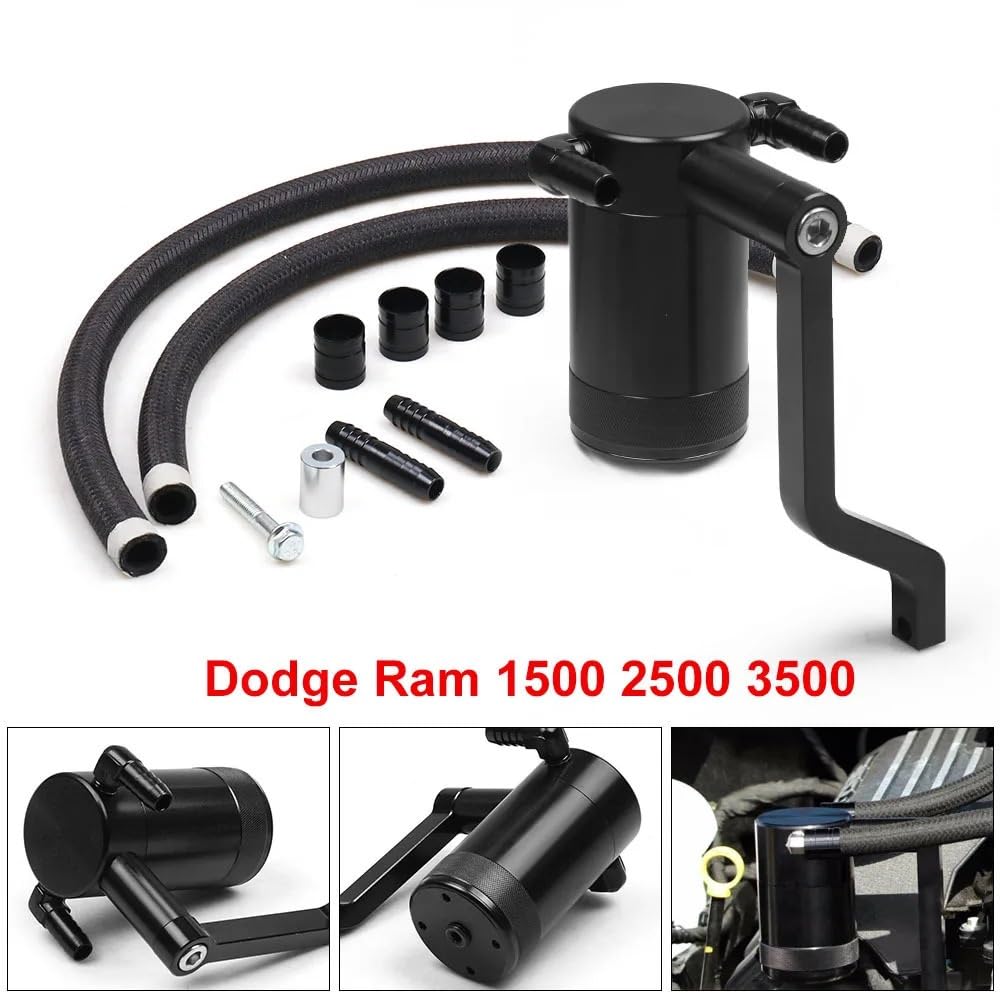 Aluminiowy pojemnik do ściągania oleju 0,18 l z przegrodą pasujący do Ram 1500 2500 3500 5,7 l 6,4 l HEMI 2009-2019 TT102252 Zbiornik Wspomagania Do Samochodu(Black)