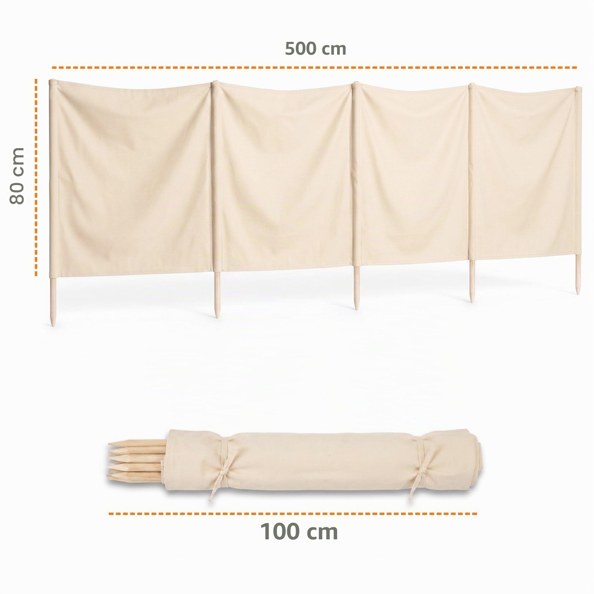 Amazinggirl Paravento Spiaggia con Paletti Legno – Frangivento per Campeggio Giardino e Piscina – Paravento da Esterno Outdoor in Tela Robusta Leggero Resistente e Stabile