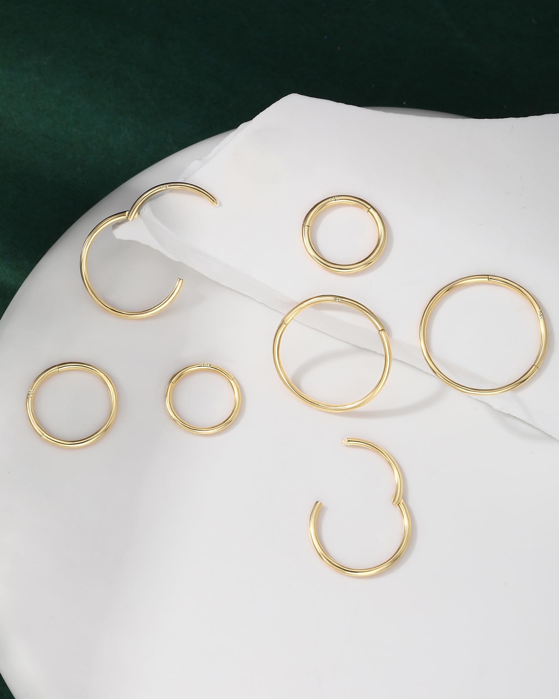 OUFER Body Piercing Nose Ring Hoop 20G Nose Ring Hinged Segment Helix Lip Rings Thin Nose Hoop Piercing Gold Cartilage Daith Rook Tragus Conch Earrings Jewellery