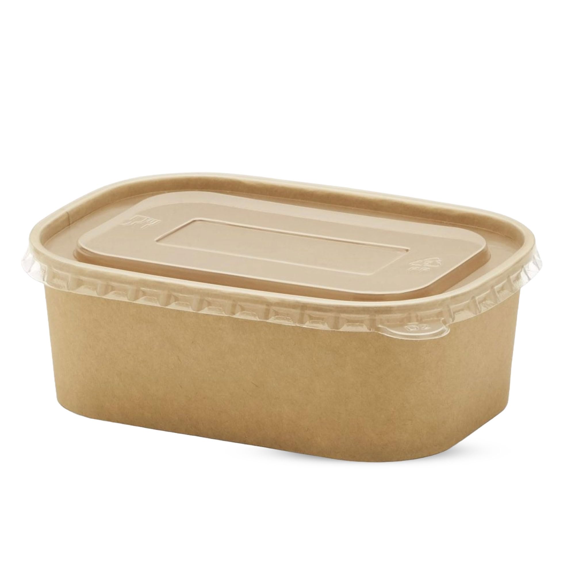 Chef Royale Brown 150X 650Ml Food Kraft Food Storage Container With Plastic Lids Prep Takeaway Container Heavy Duty, Stackable And Ideal For Every Event.