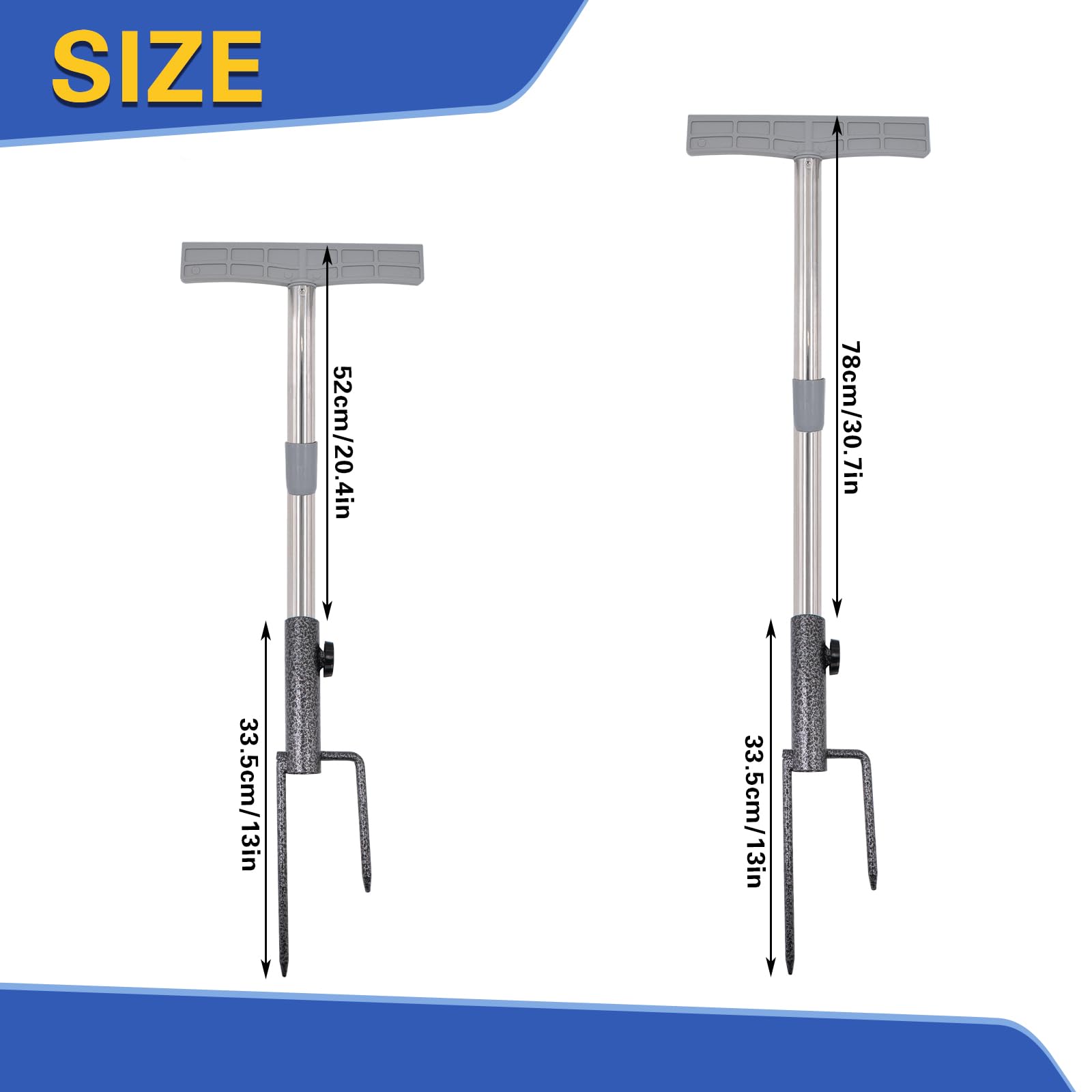 2 Pièces Piquets de signalisation pour panneaux, Télescopique 52 à 78 cm Yard Signs Support Panneaux de jardin avec piquet en métal Rod Stakes Pour Jardin Cour Pelouse