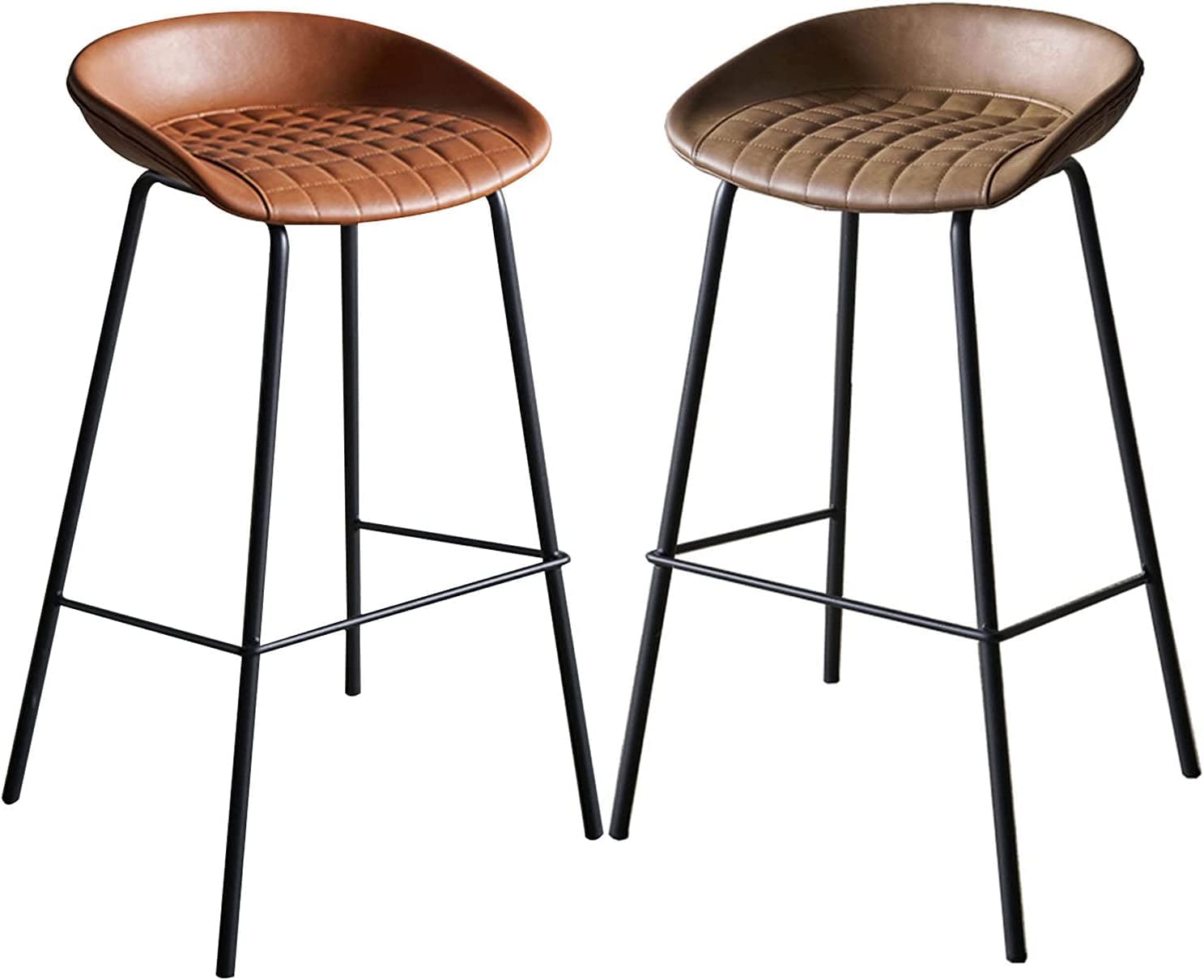 GRDDBZA Modern Bar Stools Set Counter Height Dining Chairs Bar Stools Bar Chair Set of 2 Vintage Counter Height Stool PU Cushion Barstool with Back Footrest(75cm)