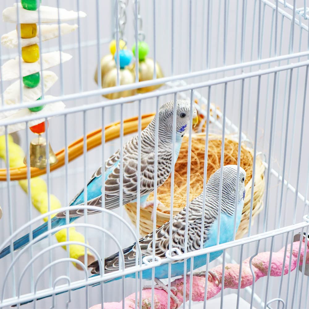 VTurboWay: 4 Stück kleines, handgewebtes Bambus-Vogelnest, Käfighaus, schlüpfende Bruthöhle mit Haken für kleine Vögel, Papageien, Wellensittiche, Sittiche, Nymphensittiche, Sittiche, Finken, braun