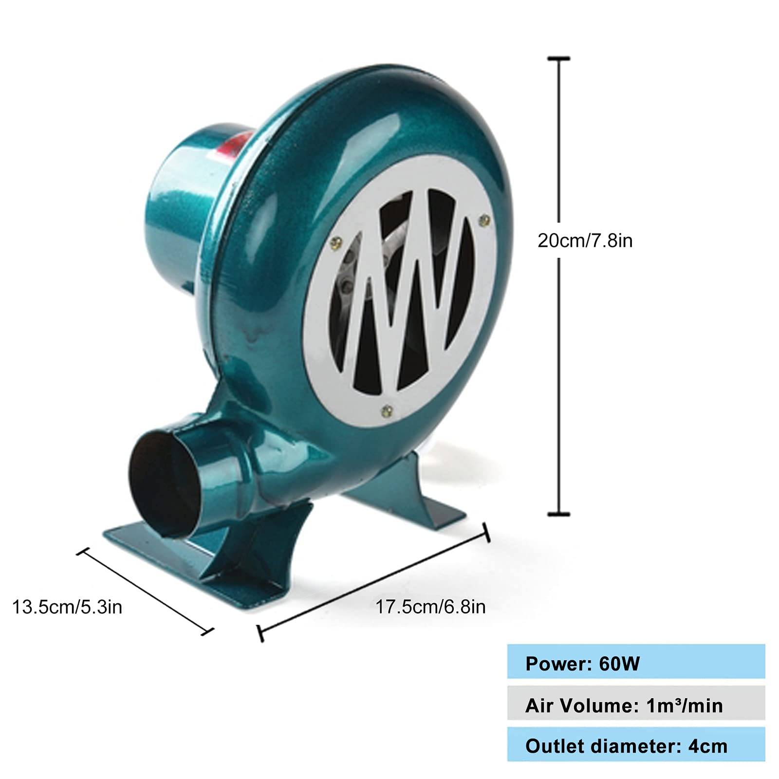 Soplador de Forja, Blowers Soplador de Aire Eléctrico Centrífugo, Ventilador Centrífugo de Hierro Fundido para Exteriores, Soplador de Aire para Barbacoa para Cocinar