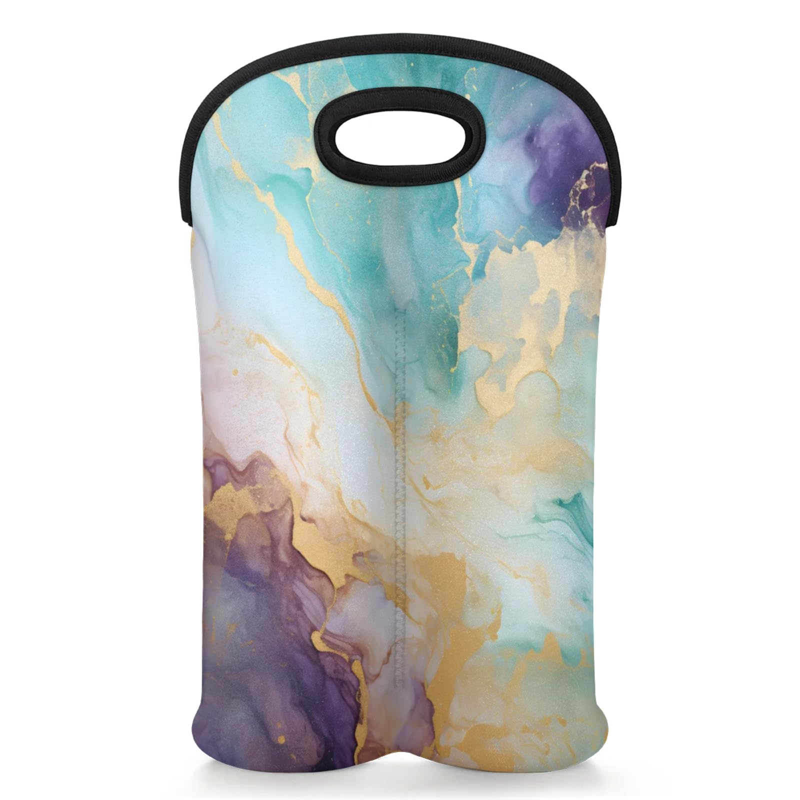 GzLeyigou 2 Bottles Luxury Abstract Fluid Wine Bag Sleeve Totes Beautiful Pattern Neoprene Protective Wine Carrier Bag for Wine,Water, Champagne, Beer, Baby Bottles,Gift 14.5 x 10 Inches