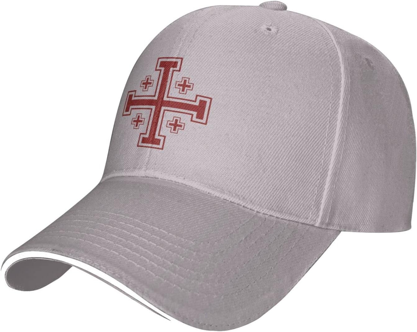 GQWJKSZ Jerusalem Crusaders Cross Flag Baseball Cap Men's Women Caps Unisex Hat Adjustable Golf Hats Gray