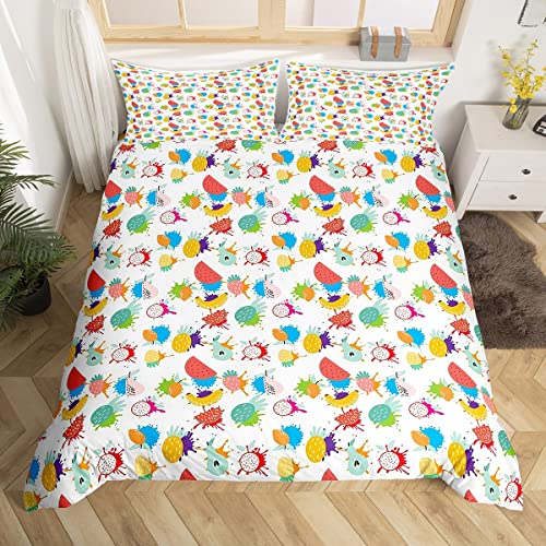 Erosebridal-Kids-Tie-Dye-Comforter-Cover-Queen-Size-Pineapple-Watermelon-Duvet-Cover-Kawaii-Fruit-Bedding-Set-for-Girls-Boys-Teens-Tropical-Botanical-Bedspread-Cover-for-Bedroom-Decor-Colorful 61nNHWjstRL