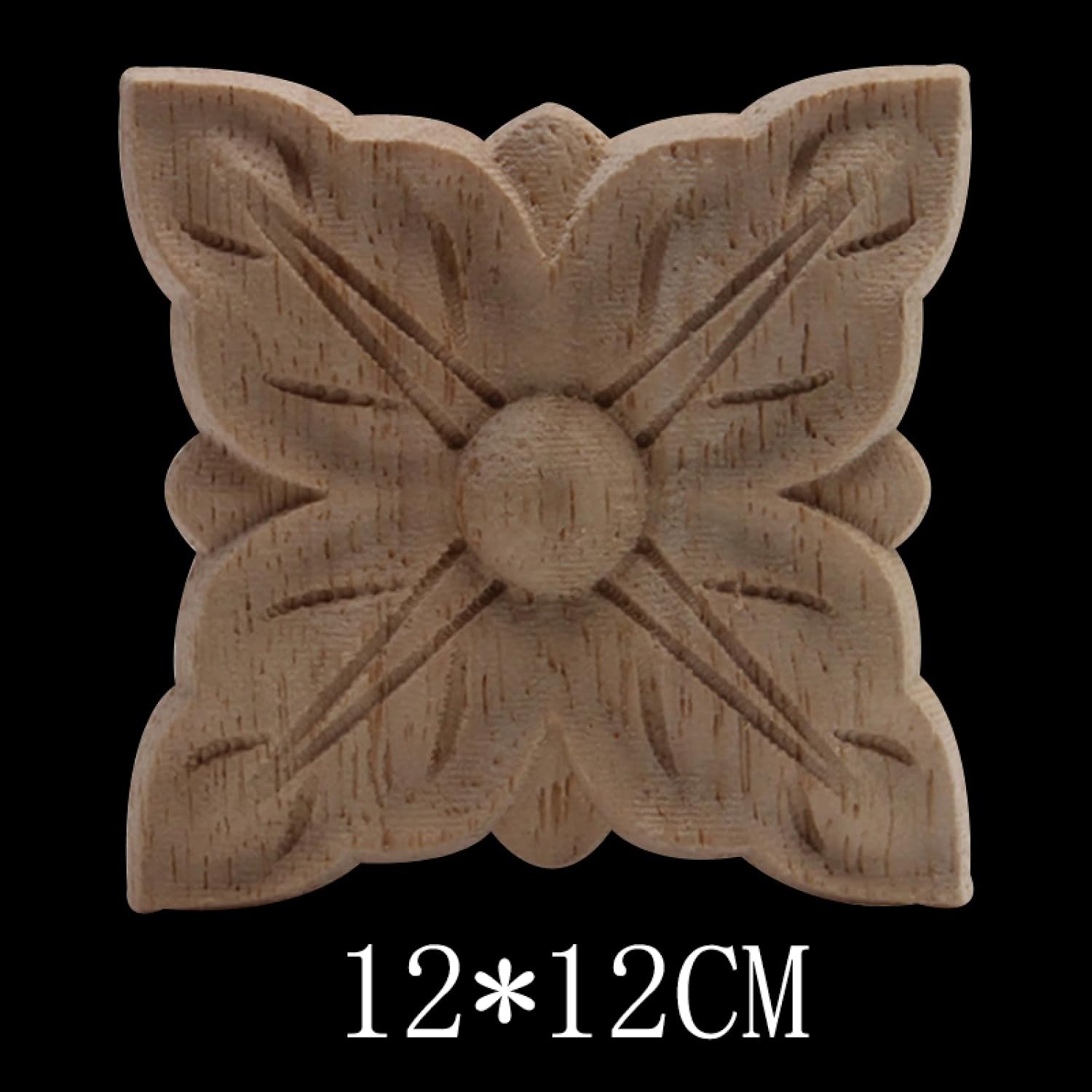 Ornaments 2Pcs Wood Carving Decals Solid Wood Carving Square Decoration Flowers Home Decoration Accessories 12 * 12Cm