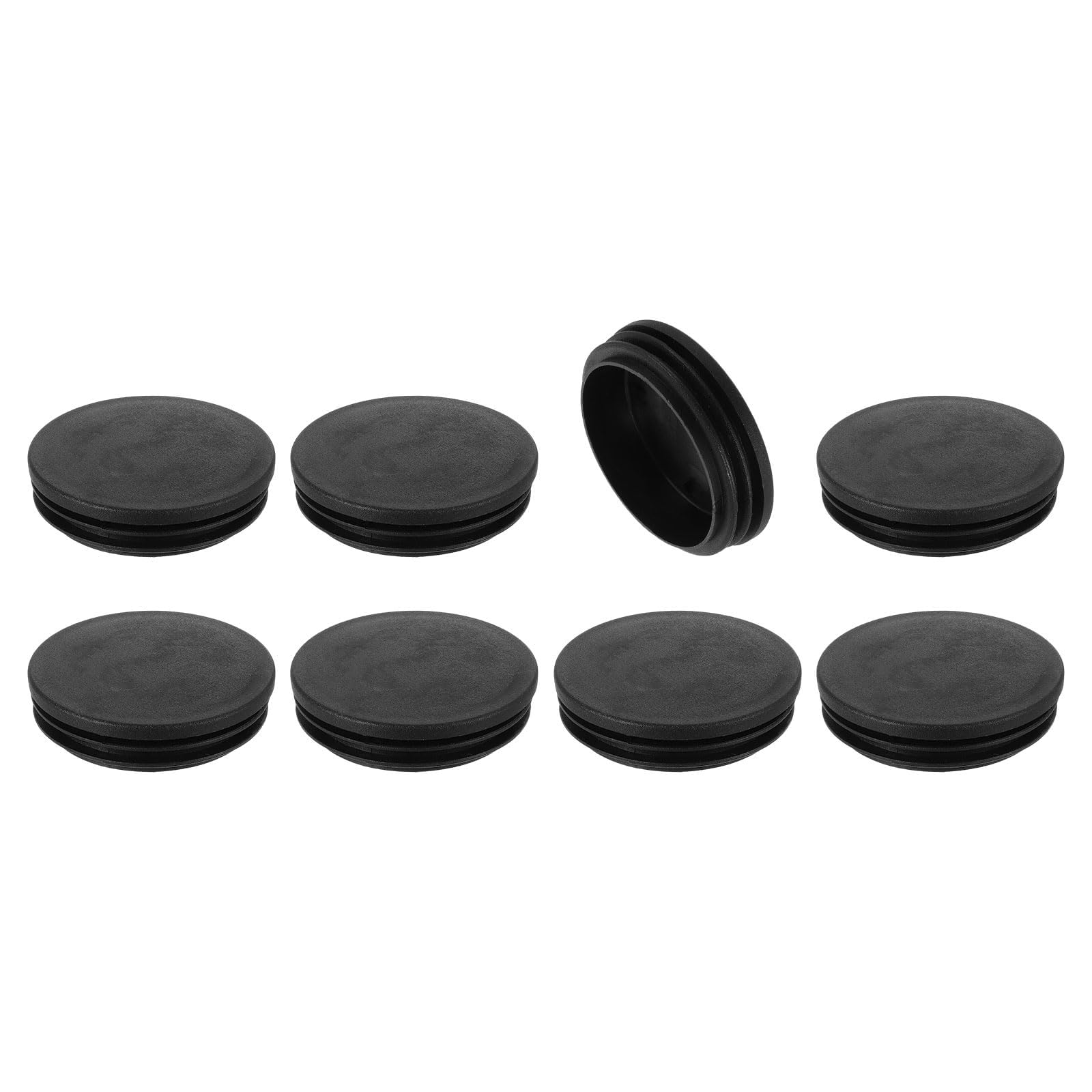 TA-VIGOR 8 Pcs Round Plastic End Caps 70mm(2.76 Inch), Black PE Pipe Plug Inserts for Chair Table Furniture Legs, Glide Floor Protector Tube Caps for Bench Stool Frame, Tubing Pipe End Covers