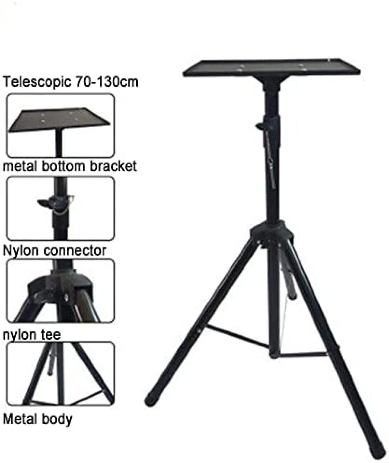 Soporte De Proyector, Soporte De Trípode Multifuncional, Soporte De Suelo Portátil Ajustable Para Trípode, Soporte De Suelo Para Proyector De Trípode, Altura Ajustable De 70 Cm A 130 Cm, Para Proy