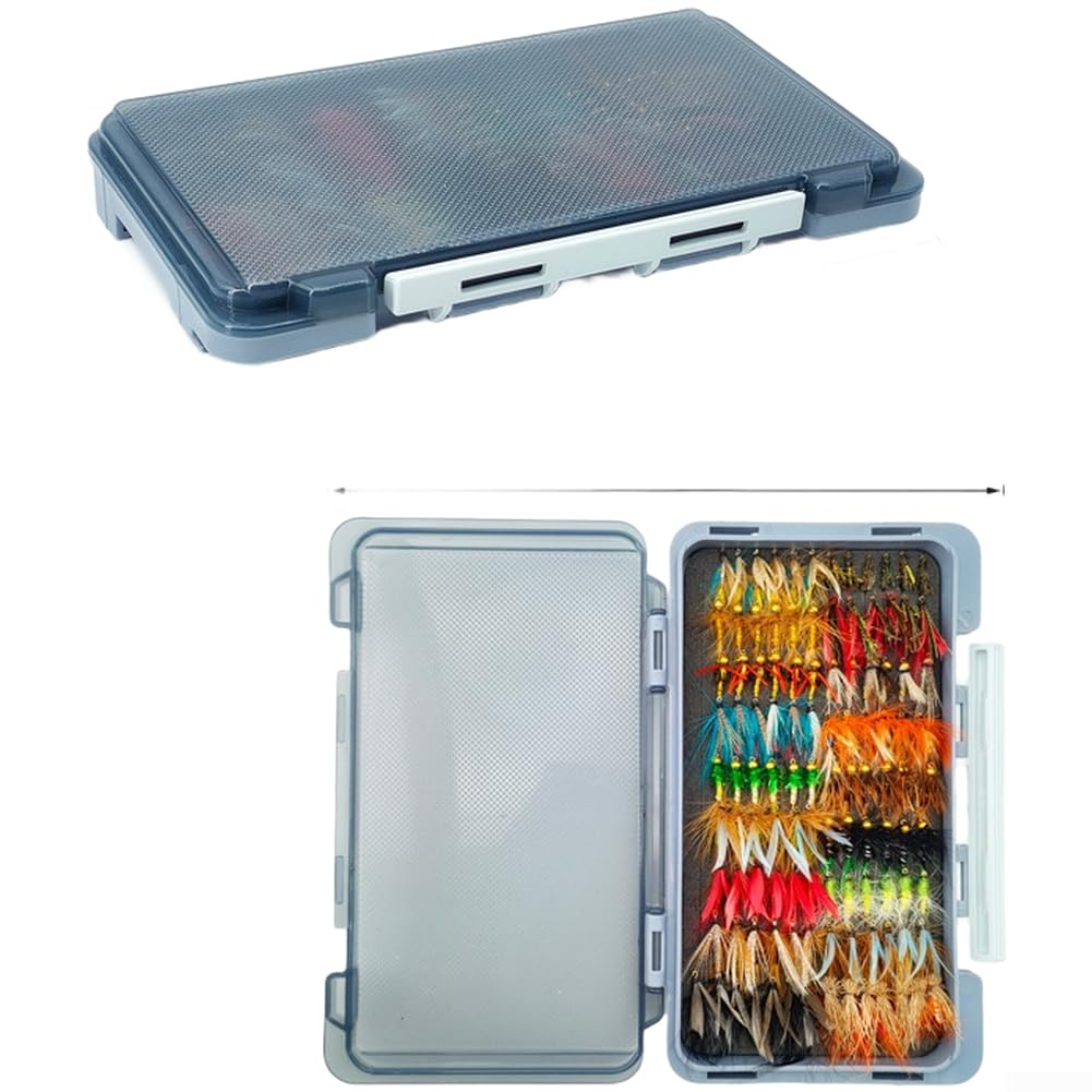Kit Mosche Pesca 120pz Dry Wet Nymph per Trota(120) | 120 misti, dry wet nymph, scatola magnetica, uncini affilati, trota bass fiume