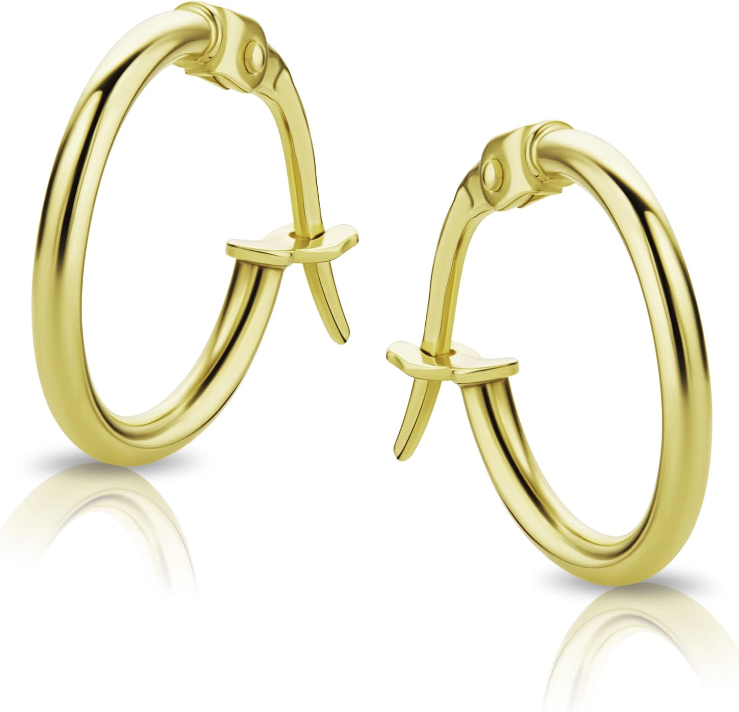 Orovi Women Jewelry 14K (585) Yellow Gold Classic everyday Hoop Earrings