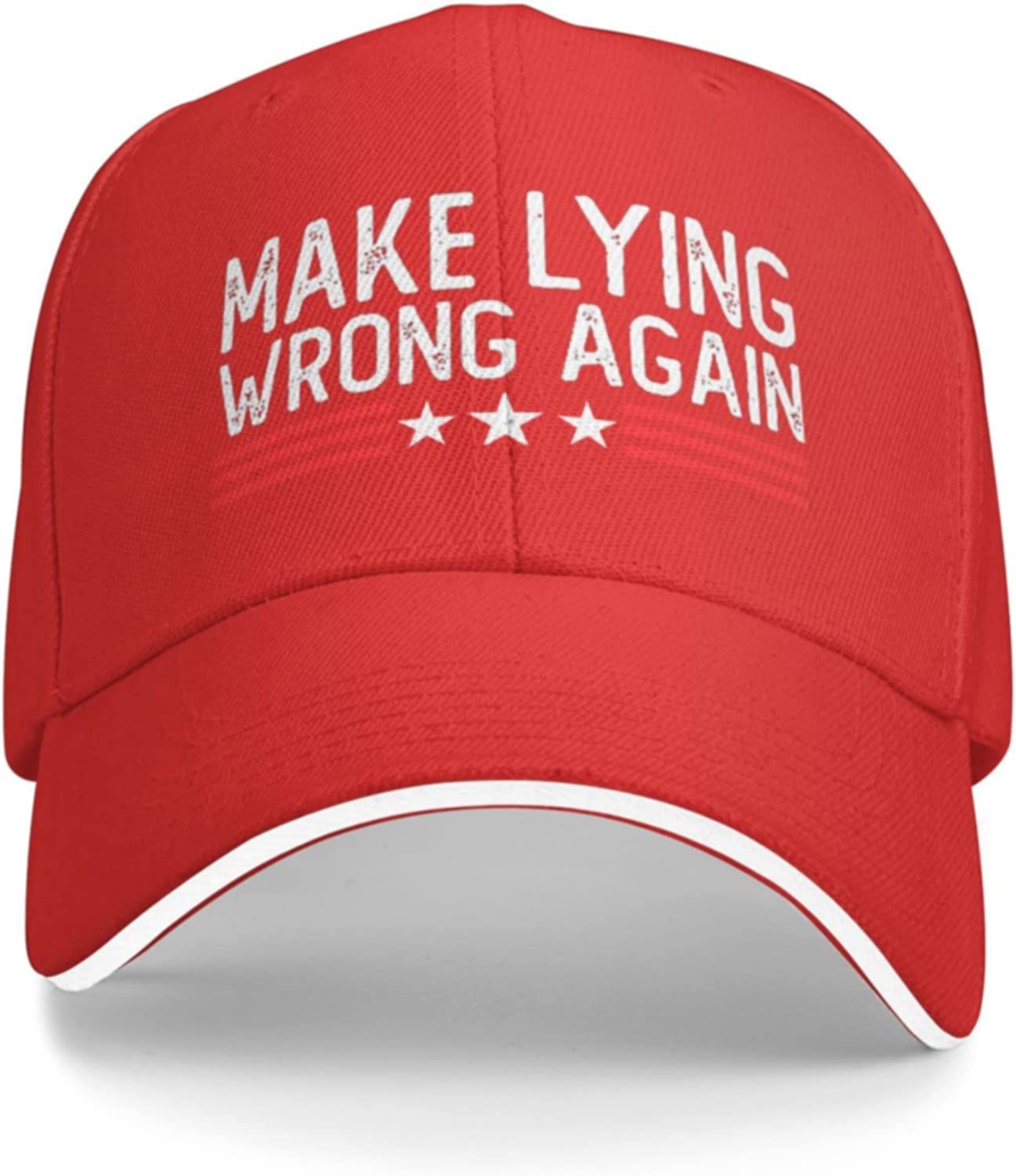 FJQWKLF Make Lying Wrong Again Hat Men Dad Hats Graphic Cap Red