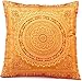 Ruwado Handgewebt und Handgefertigt Indische Banarasi Seide Kissenbezug, Zierkissenbezug, Sofakissenbezug, Dekokissen - Mandala Muster 40 x 40 cm | 16 x 16 Zoll, Golden
