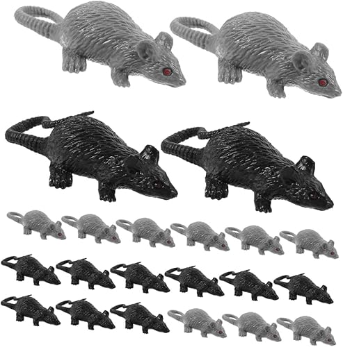 24pcs Realistic Rat Halloween Prank Simulated Mice with Lifelike Design Portable Scary Animal Figures for Party Decor and Creepy Pranks