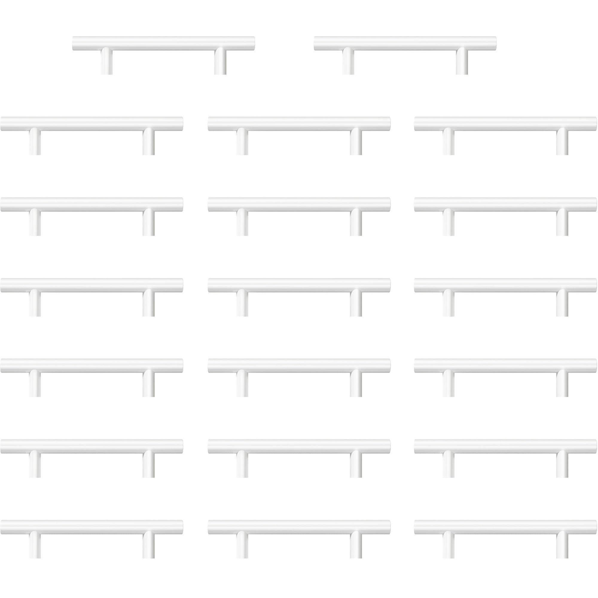 AwmnSrman Kitchen Cupboard Handles White 20 Pack 96 mm(3,78 inch) Hole Center, Powder Coated Stainless Steel Installation of Holes