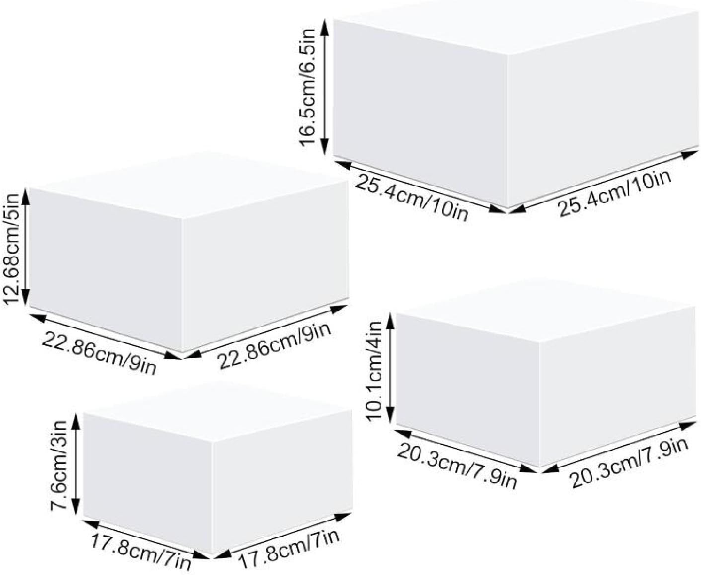 4X Acrylic Cube Display Box Riser Nesting Riser for Food Catering Collection White M